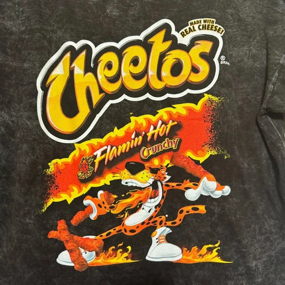 Philco Men’s Black Distressed Cheetos Flamin' Hot Washed T-shirt Sz Large - Picture 6 of 6